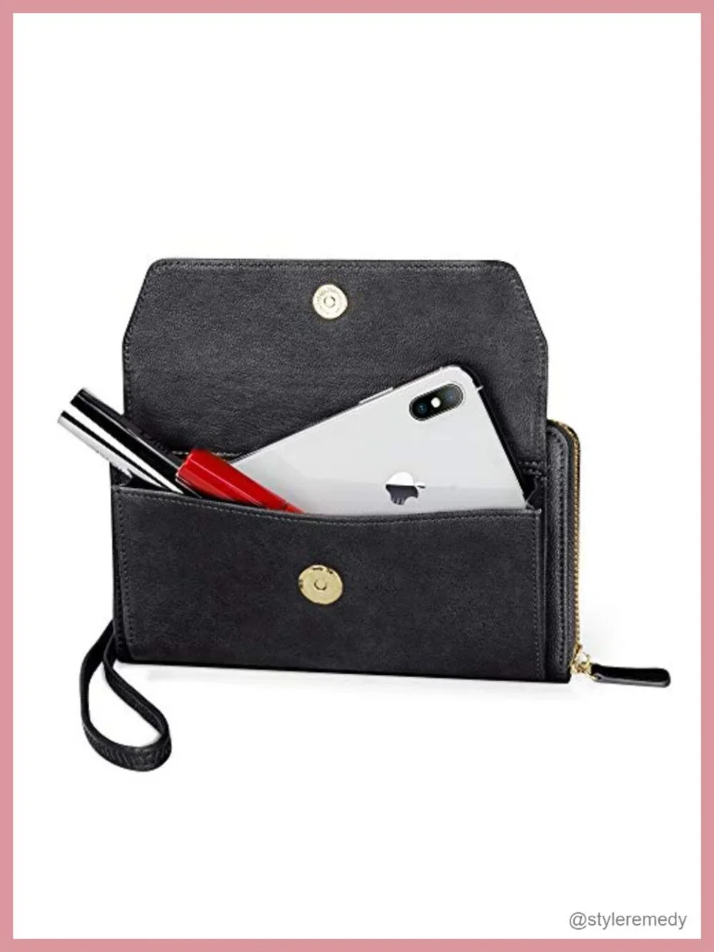RFID Blocking Wristlet Wallet Large Capacity Zip Around Crossbody Clutch with